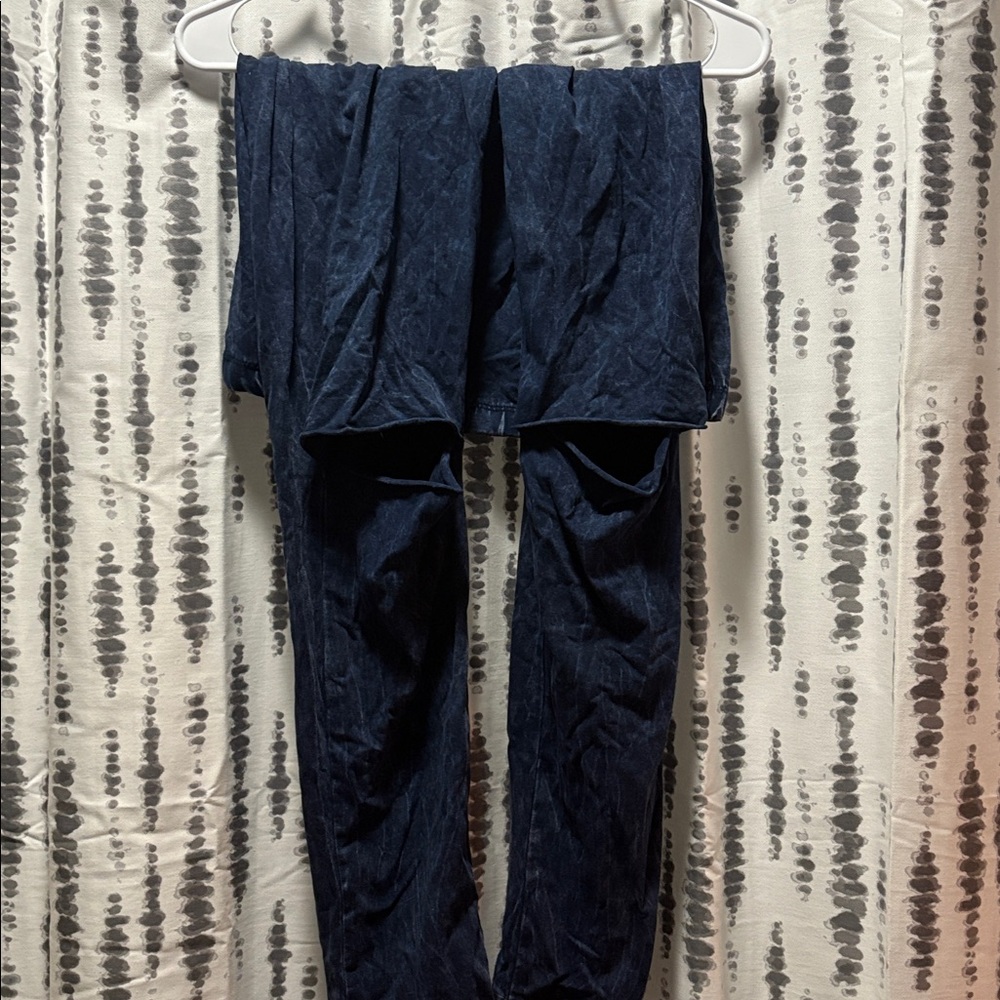 Dark Blue Crushed Velvet Pants